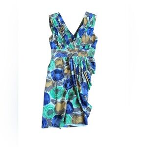 BCBGMaxAzria Asymmetrical Dress in Blue and Green Size 4 Silk